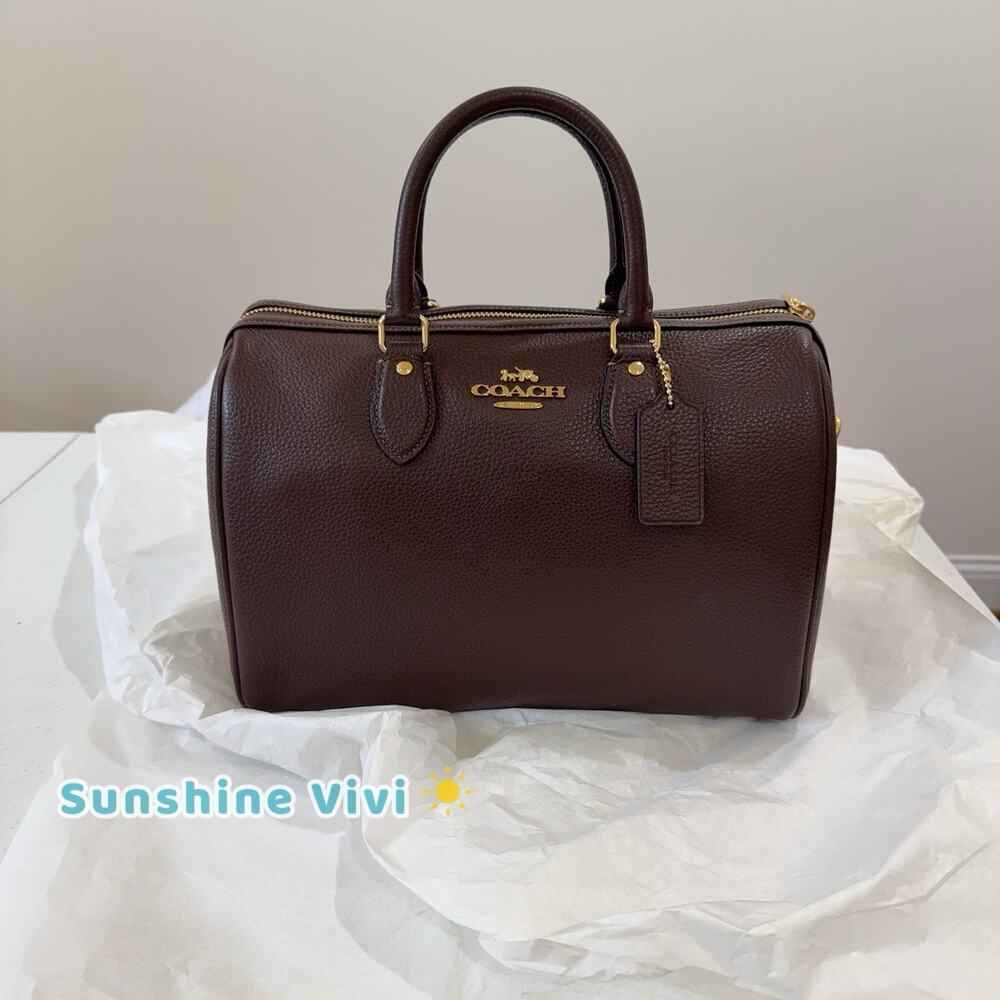 NWT Coach Large Rowan Satchel Bag Shoulder Bag in Leather/Gold/Maple CES11